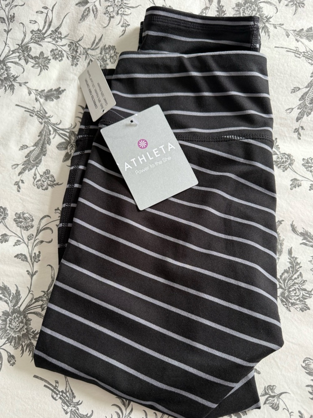 Athleta yoga Chaturanga Capri - Black with Gray Stripes